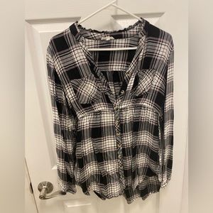 Black and white plaid tunic top in size medium